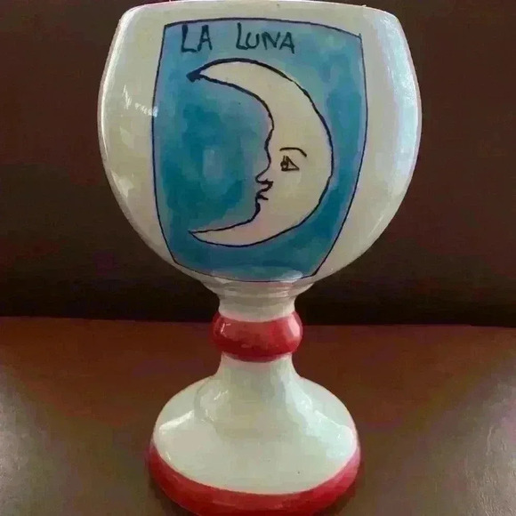 Lotería Ceramic Chalice Goblet wine Glass - Picture 1 of 7